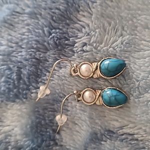 Turquoise Silver Dangle Earrings